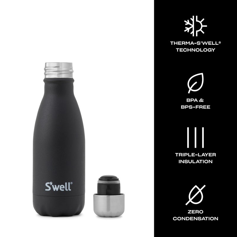 S'well Stainless Steel Water Bottle  9oz  Onyx  Triple Layered Vacuum Insulated Containers Keeps Drinks Cold for 24 Hours and Hot for 12  BPA Free  Perfect for On the Go - Image 3